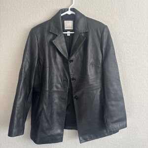 Anne Klein Women's Black Leather Blazer